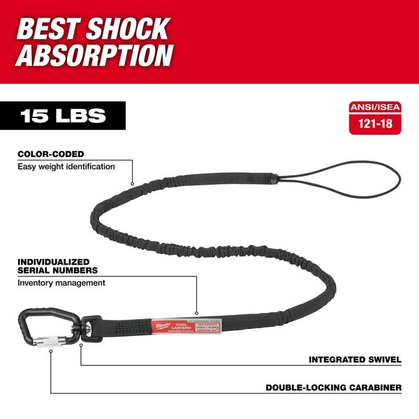 15 lb. 54 in. Extended Reach Locking Tool Lanyard