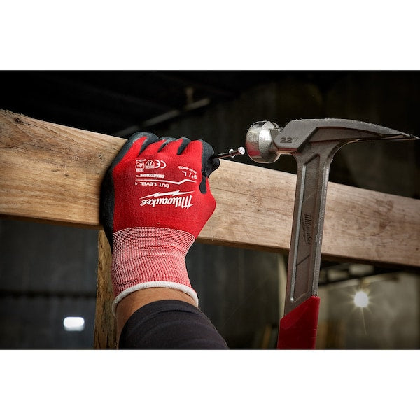 Gloves, Work, Nitrile Dipped, Red, Large