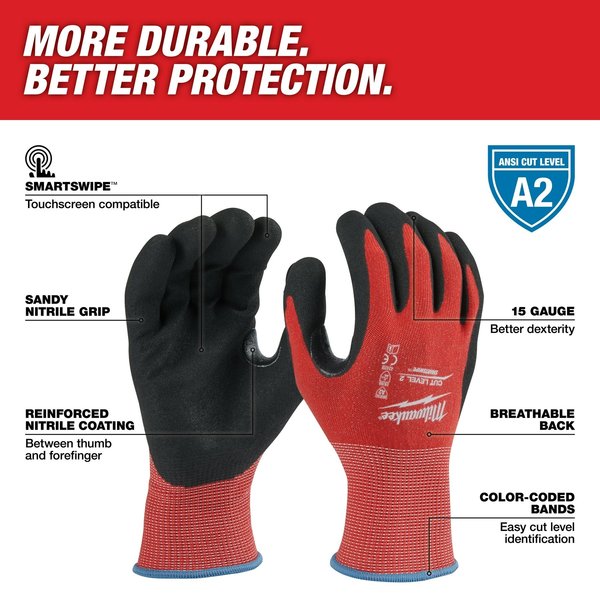 Level 2 Cut Resistant Nitrile Dipped Gloves - Medium (12 pair)