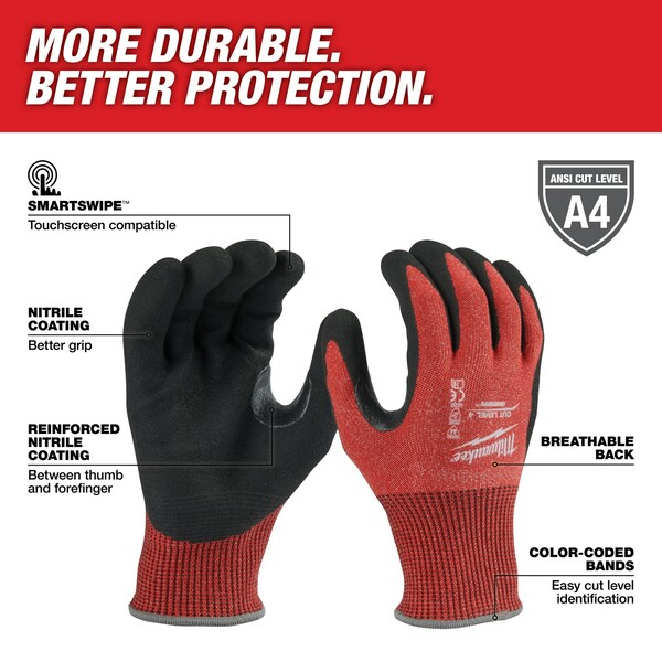 Level 4 Cut Resistant Nitrile Dipped Gloves - X-Large