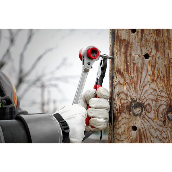Lineman's High Leverage Ratcheting Wrench with Milled Strike Face