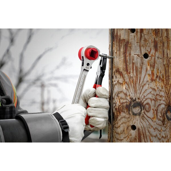 Lineman's 5in1 Ratcheting Wrench with Milled Strike Face