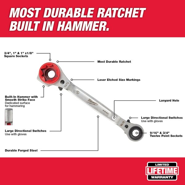 Linemanâs 5in1 Ratcheting Wrench