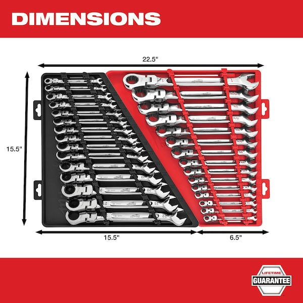 15 pc. SAE Flex Head Ratcheting Combination Wrench Set