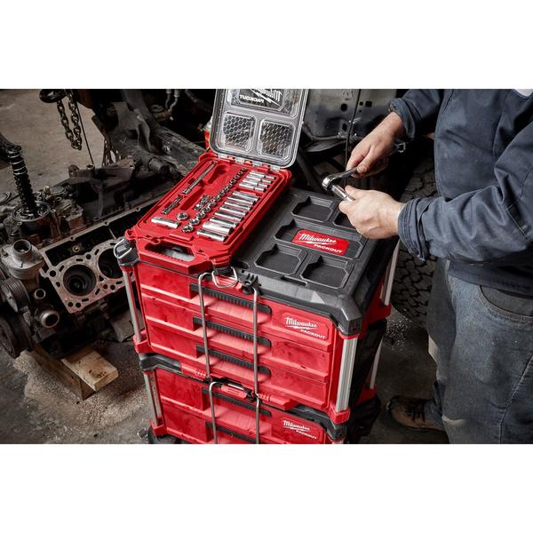 3/8â Drive 28pc Ratchet & Socket Set w/PACKOUT Compact Organizer - SAE