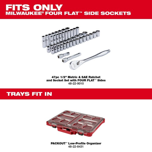 47 pc. 1/2 in. Drive SAE and Metric Ratchet and Socket Trays for PACKOUT Low-Profile Organizer
