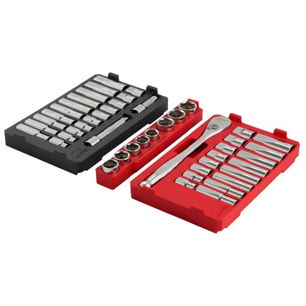 47 pc. 1/2 in. Drive SAE and Metric Ratchet and Socket Set with PACKOUT Low-Profile Organizer