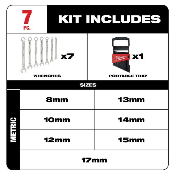 7 pc. Metric Combination Wrench Set