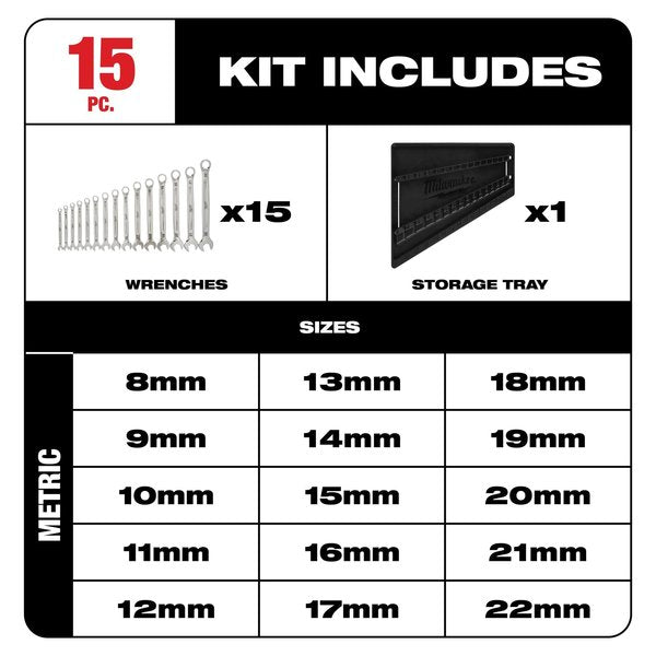 15 pc. Metric Combination Wrench Set