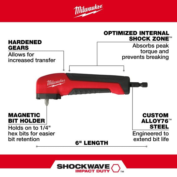 SHOCKWAVE(TM) Impact Right Angle Adapter, 1/4 in Drive Size, SAE, 1-Piece