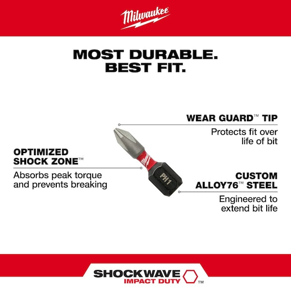 SHOCKWAVE Impact Square Recess #1 Insert Bits (25 PK)