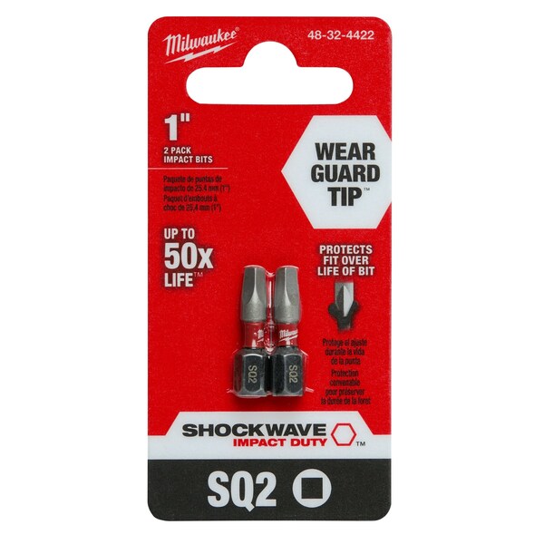 SHOCKWAVE Impact Square Recess #2 Insert Bits (2 PK)