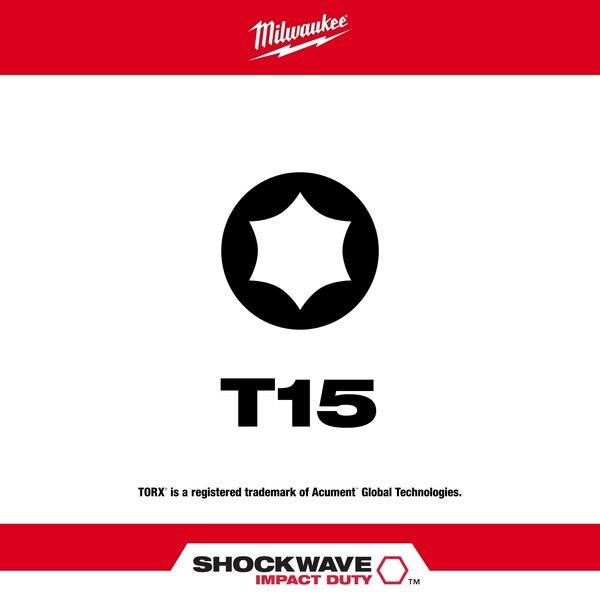 SHOCKWAVE 2-Piece Impact Torx T15 Insert Bits (3 Pack)