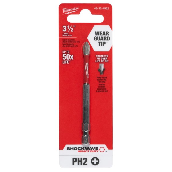 SHOCKWAVE 3-1/2 in Phillips #2 Impact Duty Power Bit, 1-Piece