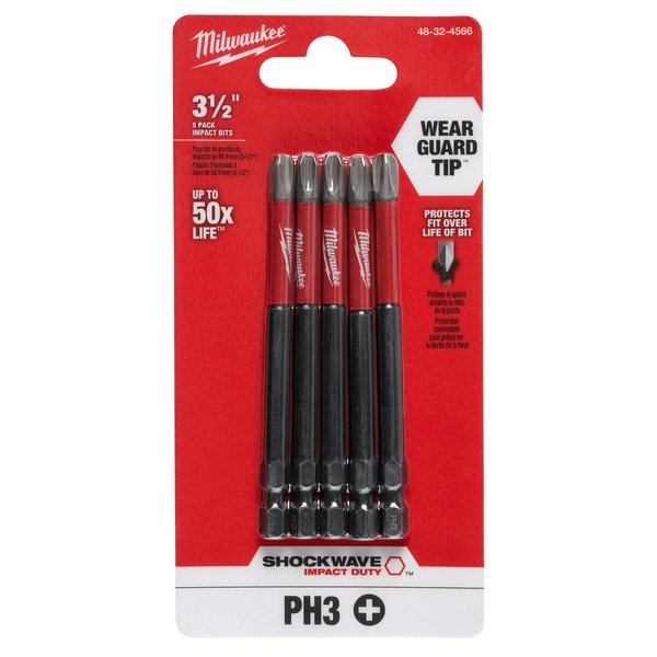 3-1/2 in. Phillips #3 SHOCKWAVE Impact Duty Power Bit (5 pk)