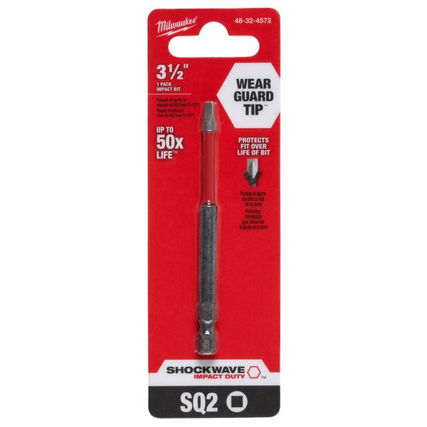 SHOCKWAVE 3-1/2â Impact Square Recss #2 Power Bit