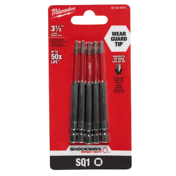 3-1/2 in. Square Recess #1 SHOCKWAVE Impact Duty Power Bit (5 pk)
