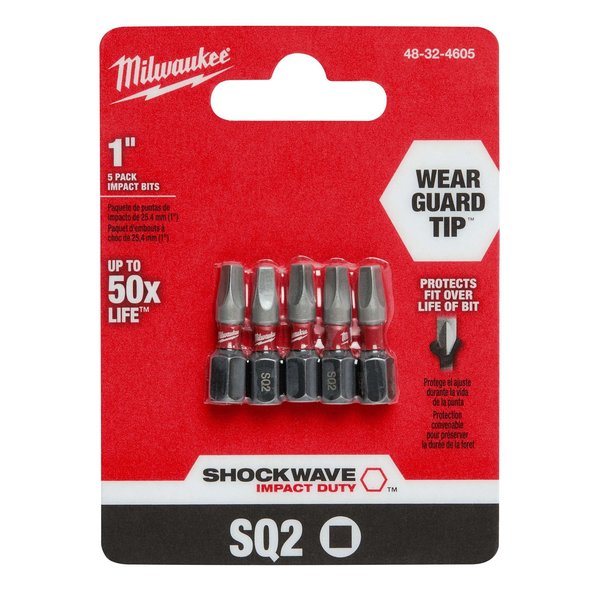 SHOCKWAVE Impact Square Recess #2 Insert Bits (5 PK)