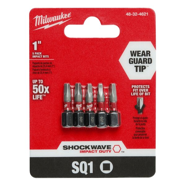 SHOCKWAVE Impact Square Recess #1 Insert Bits (5 PK)