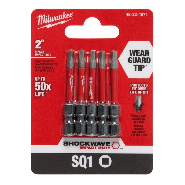 2 in. Square Recess #1 SHOCKWAVE Impact Duty Power Bit (5 pk)
