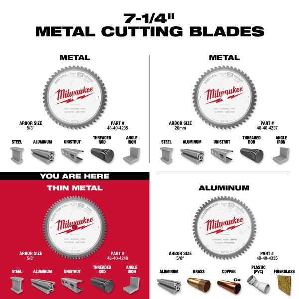 7 1/4 in. 70 Tooth Thin Metal Cutting Circular Saw Blade (5/8 in. Arbor)