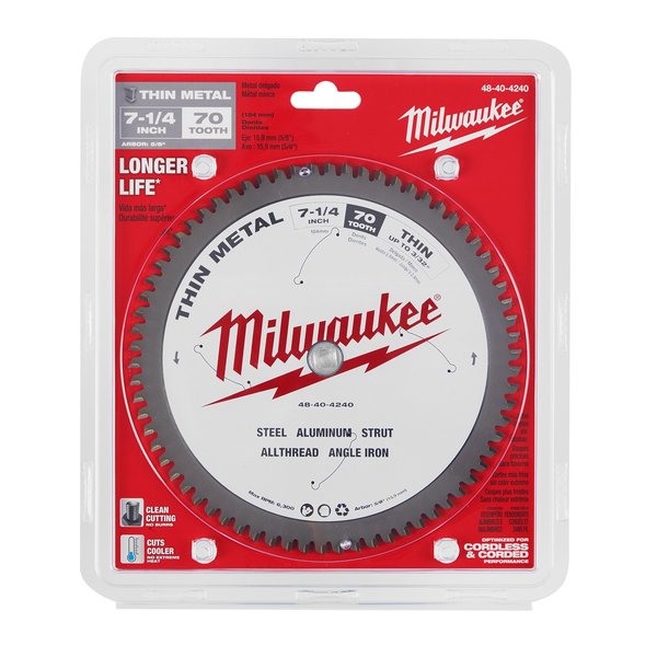 7 1/4 in. 70 Tooth Thin Metal Cutting Circular Saw Blade (5/8 in. Arbor)