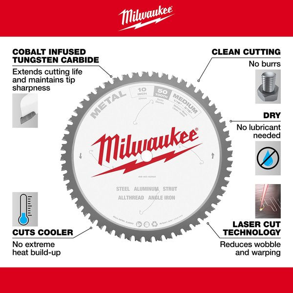 10 in. 50 Tooth Metal Cutting Circular Saw Blade (5/8 in. Arbor)