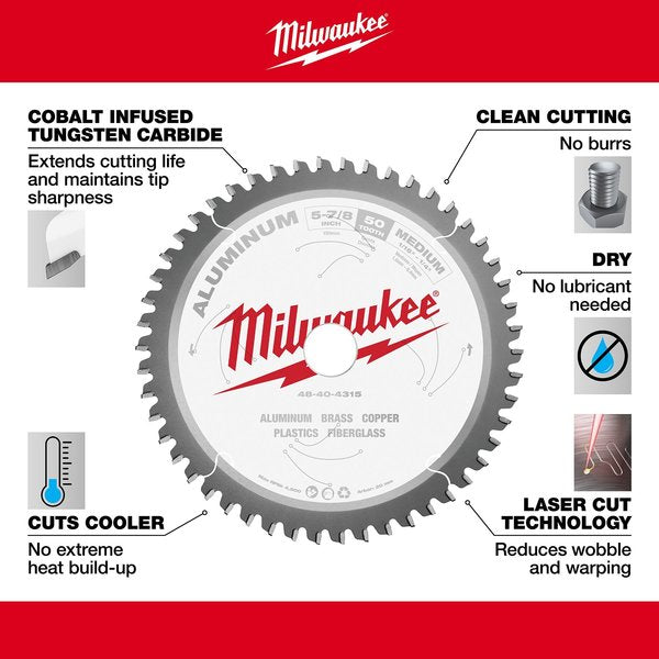 5 7/8 in. 50 Tooth Aluminum Cutting Circular Saw Blade (20mm Arbor)