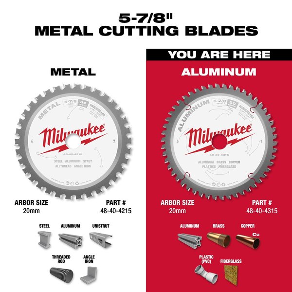 5 7/8 in. 50 Tooth Aluminum Cutting Circular Saw Blade (20mm Arbor)