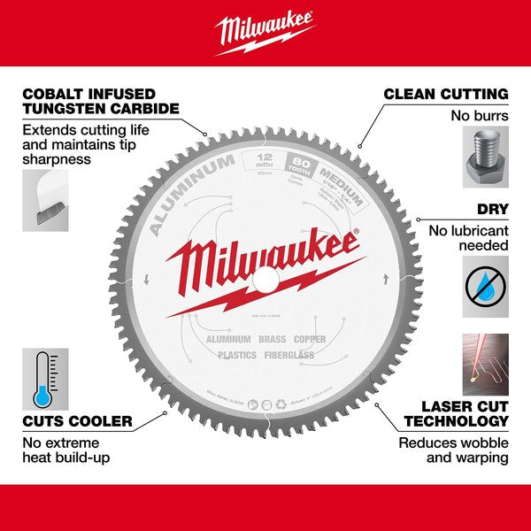 12 in. 80 Tooth Aluminum Cutting Circular Saw Blade (1 in. Arbor)
