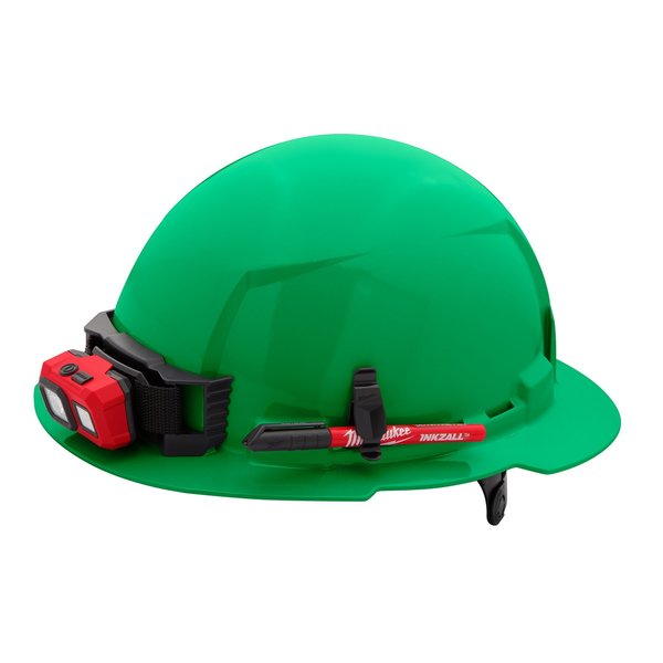 Full Brim Green Full Brim Hard Hat w/6pt Ratcheting Suspension - Type 1, Class E, Type 1, Class E