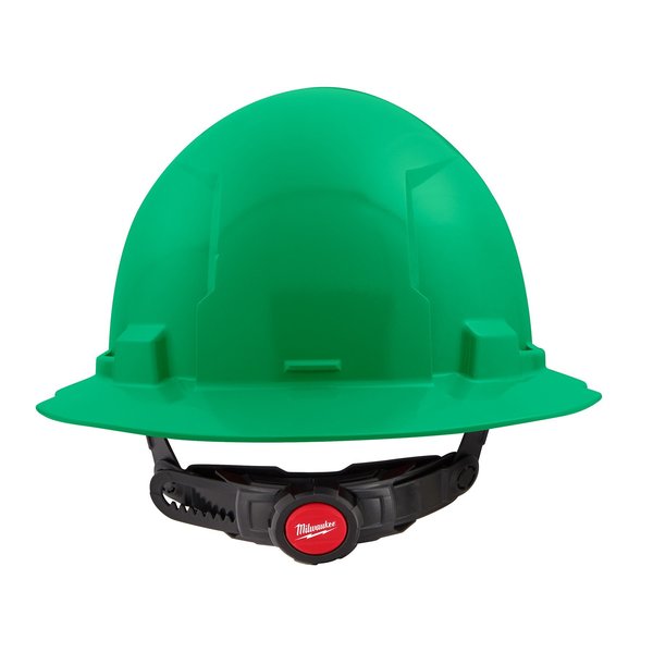 Full Brim Green Full Brim Hard Hat w/6pt Ratcheting Suspension - Type 1, Class E, Type 1, Class E