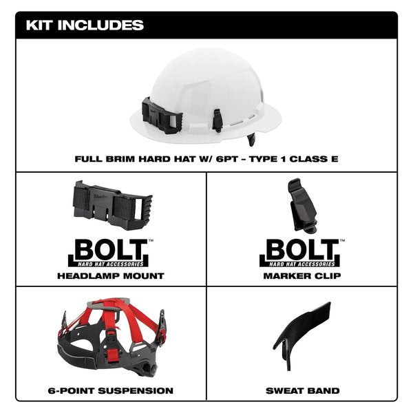 Full Brim Gray Full Brim Hard Hat w/6pt Ratcheting Suspension - Type 1, Class E, Type 1, Class E