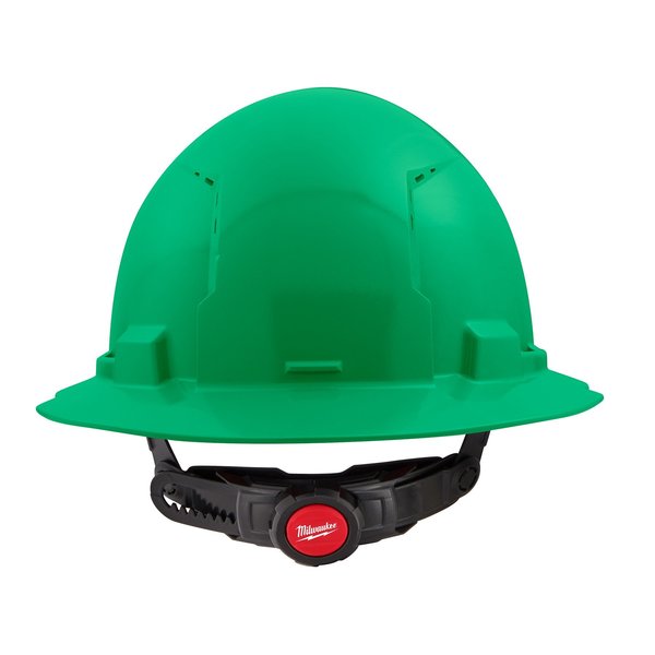 Full Brim Green Full Brim Vented Hard Hat w/6pt Ratcheting Suspension - Type 1, Class C