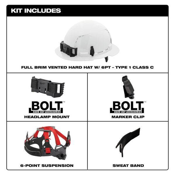 Full Brim Orange Full Brim Vented Hard Hat w/6pt Ratcheting Suspension - Type 1, Class C