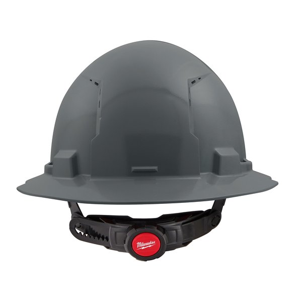 Full Brim Gray Full Brim Vented Hard Hat w/6pt Ratcheting Suspension - Type 1, Class C