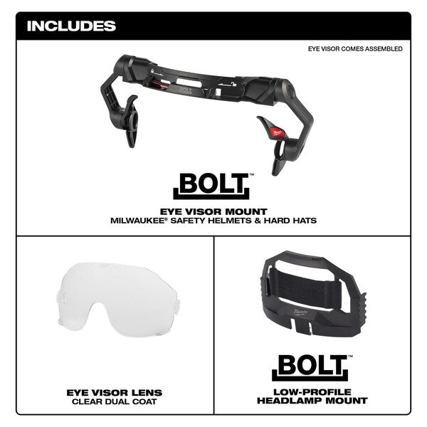 BOLT Clear Dual Coat Lens Eye Visor for Milwaukee Safety Helmets and Hard Hats