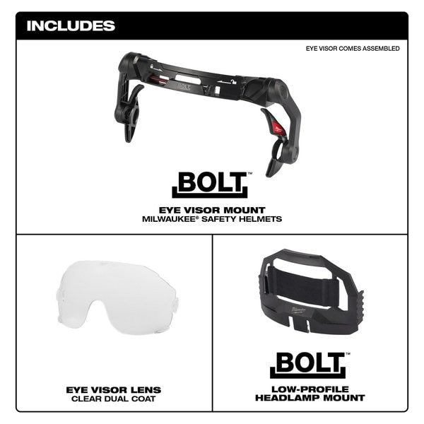 BOLT Clear Dual Coat Lens Eye Visor for Milwaukee Safety Helmets