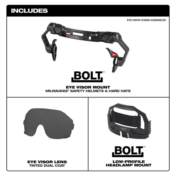 BOLT Tinted Dual Coat Lens Eye Visor for Milwaukee Safety Helmets and Hard Hats