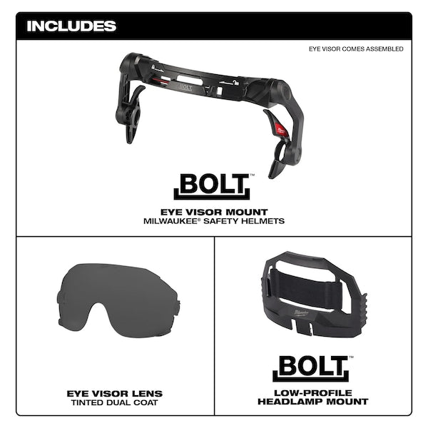 BOLT Tinted Dual Coat Lens Eye Visor for Milwaukee Safety Helmets