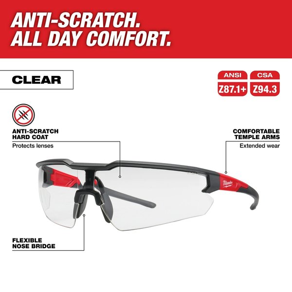 Safety Glasses - Clear Anti-Scratch Lenses (Polybag), Clear Polycarbonate Lens