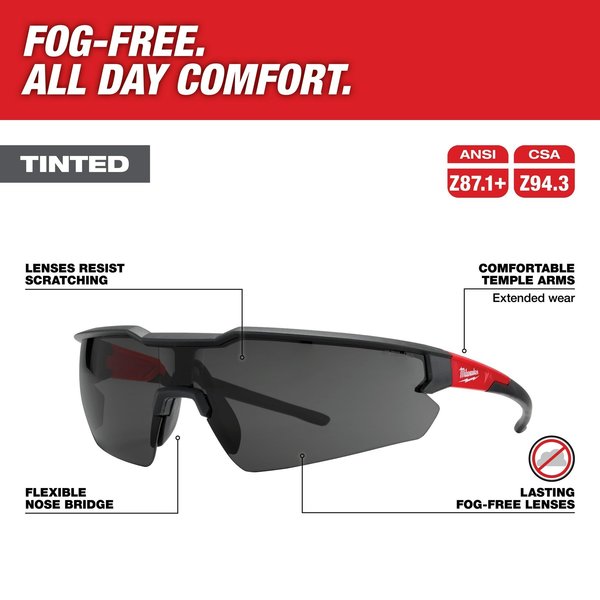 Safety Glasses - Tinted Fog-Free Lenses (Polybag), Tinted Polycarbonate Lens, Anti-Fog
