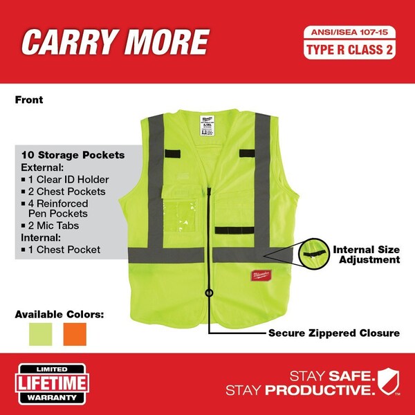Class 2 High Visibility Yellow Safety Vest - 2XL/3XL