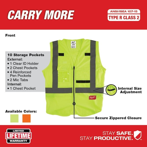 Class 2 High Visibility Yellow Safety Vest - S/M