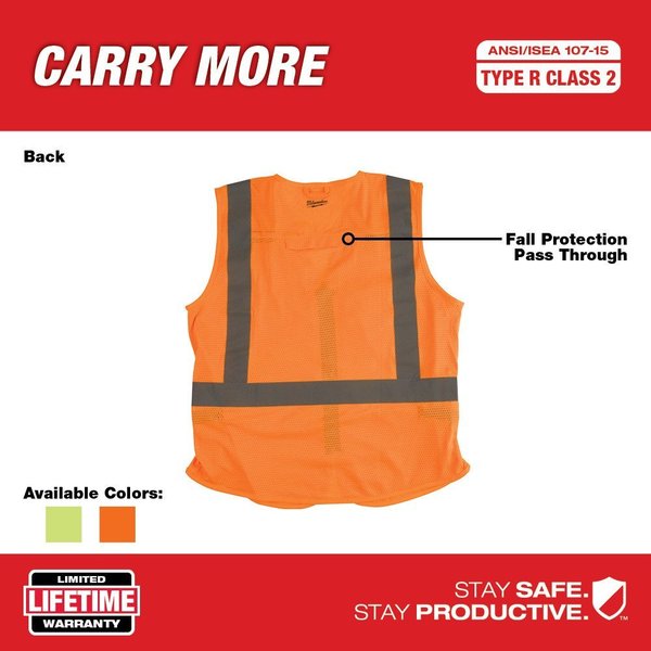 Class 2 High Visibility Orange  Safety Vest - 2XL/3XL