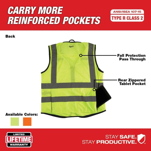 Class 2 High Visibility Yellow Performance Safety Vest - 2XL/3XL