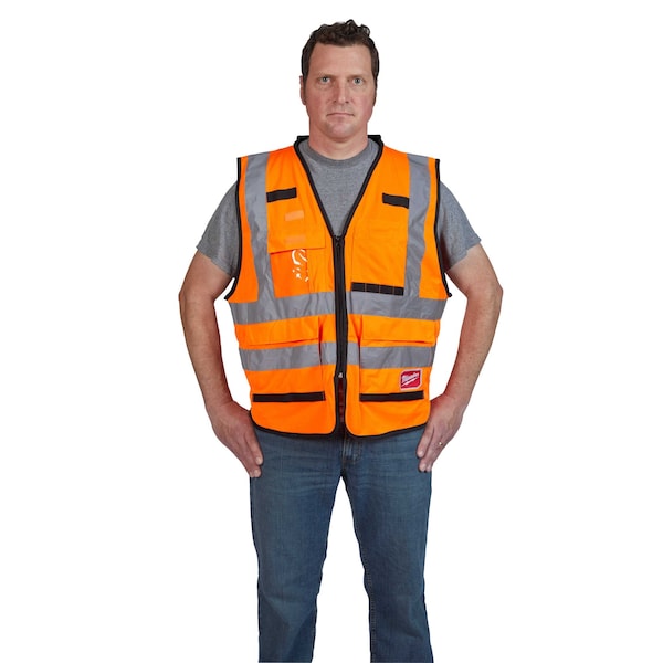 Class 2 High Visibility Orange Performance Safety Vest - S/M