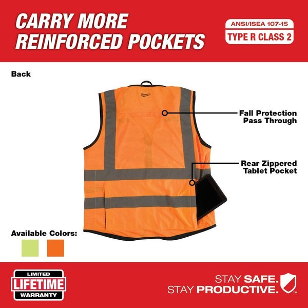 Class 2 High Visibility Orange Performance Safety Vest - 4XL/5XL