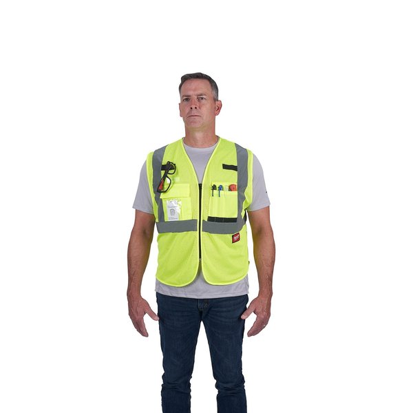 Class 2 High Visibility Yellow Mesh Safety Vest - 2X-Large/3X-Large