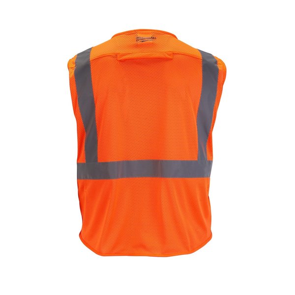 Class 2 High Visibility Orange Mesh Safety Vest - Large/X-Large